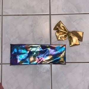 Colorful Metallic Headband and Gold Metallic Bow